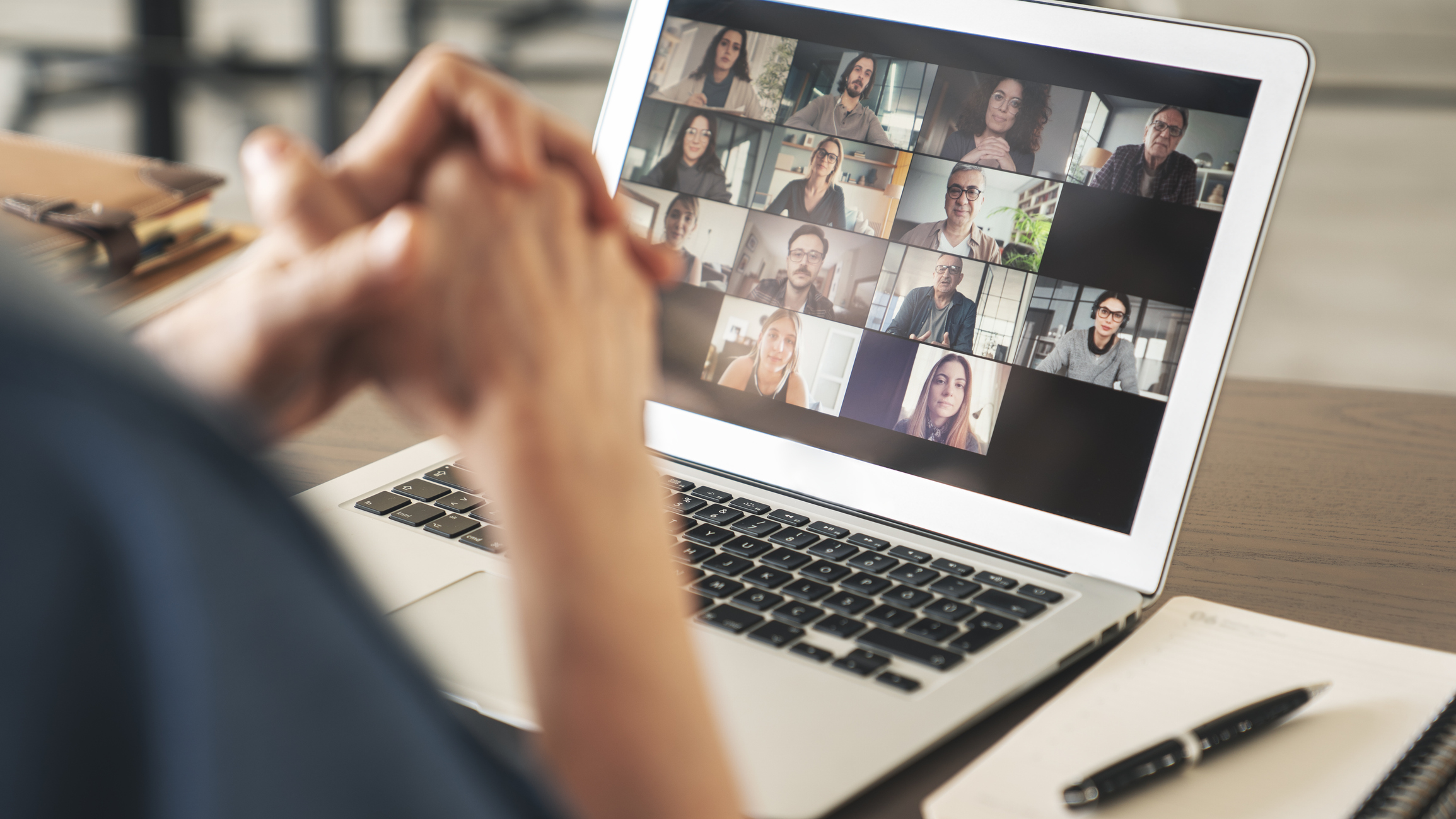 Working and talking on the computer with video calling